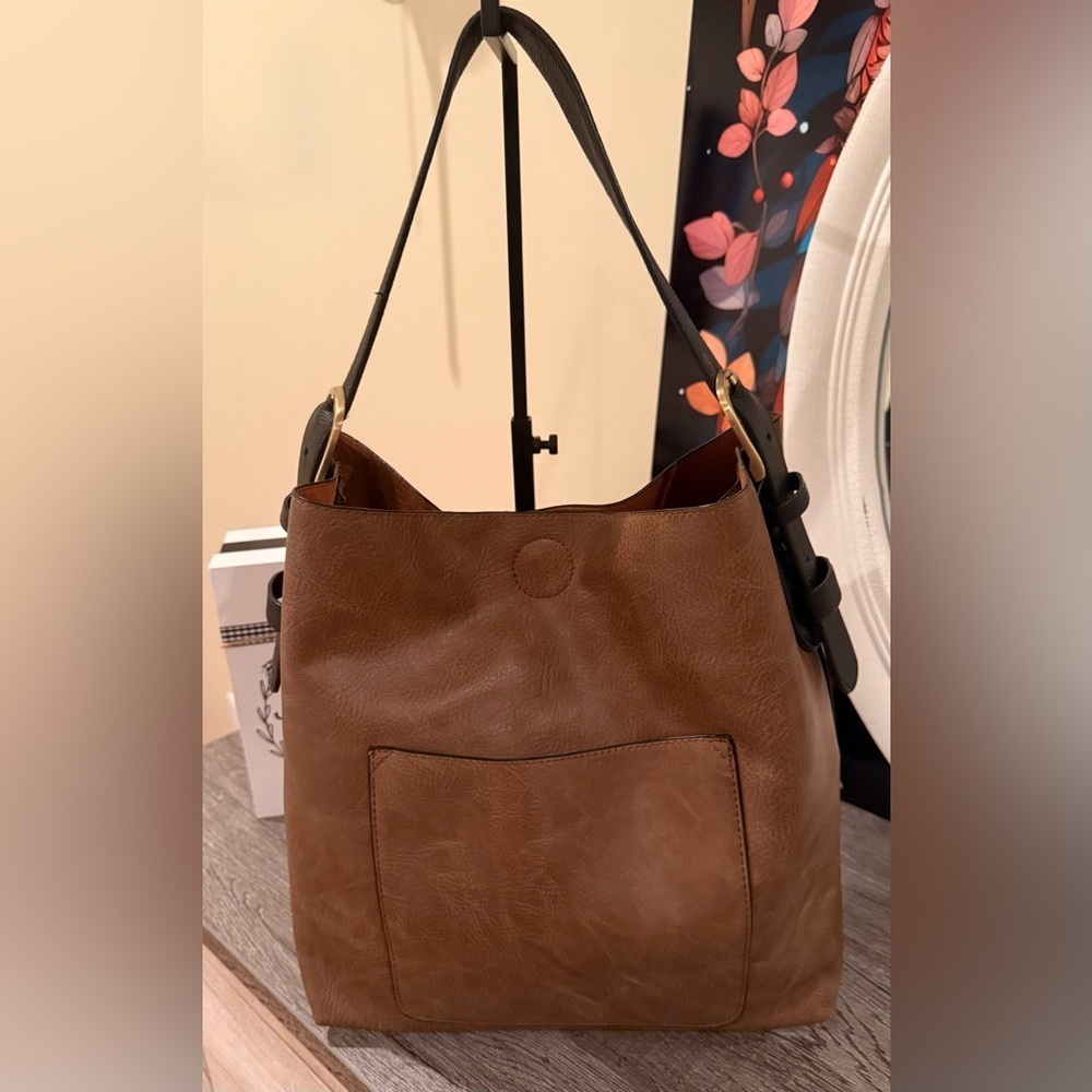 Classic Women’s Hobo Shoulder Bag Vegan Leather Snap Closure Coffee Large - Picture 16 of 17